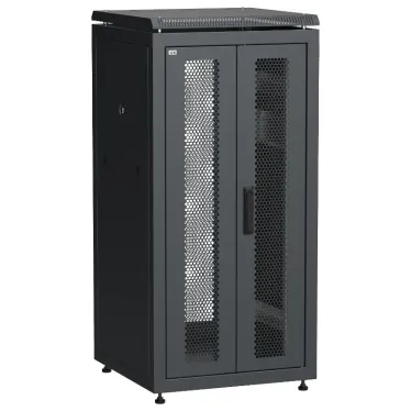 Шкаф напольный сетевой 19' LINEA N 24U 600х600мм передняя распашная перфорированная дверь задняя перфорированная черный