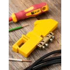 Шина 0 N 6х9мм 4 отверстия латунь желтый изолятор на DIN-рейку PROxima