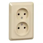 ЭТЮД Розетка двойная скрытая без заземления без шторок 16А 250B кремовый