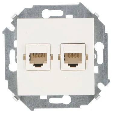 15 Розетка компьютерная двойная RJ45 кат.5е слоновая кость