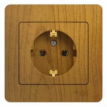 GLOSSA Розетка с заземлением дуб в сборе