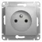 GLOSSA Розетка без заземления в рамку алюминий
