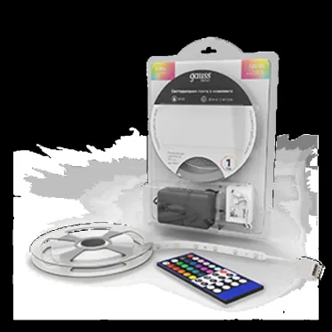 Лента светодиодная LED 5050/30RGB+30W-SMD 6 Вт/м 390 лм/м RGBW DC 12В IP20 10мм комплект лента и драйвер (блистер 5м) Basic Gauss