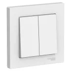 Выключатель двухклавишный ATLASDESIGN схема 5 10АХ в сборе белый