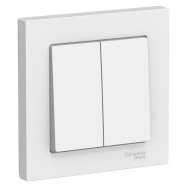 Выключатель двухклавишный ATLASDESIGN схема 5 10АХ в сборе белый