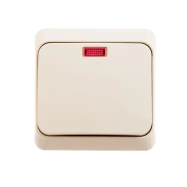 ЭТЮД Выключатель одноклавишный наружный с подсветкой бежевый сх.1