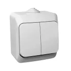 ЭТЮД Выключатель двухклавишный наружный IP44 белый