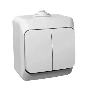 ЭТЮД Выключатель двухклавишный наружный IP44 белый