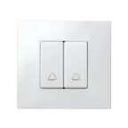 Кнопка клавишная звонок узкая, 10А 250В, S27 белый