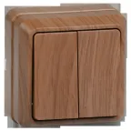 ОКТАВА Выключатель двухклавишный наружный дуб