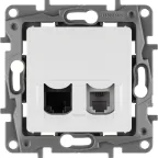 ETIKA Розетка телефонная+компьютерная RJ11+RJ45 категория 5 UTP белая