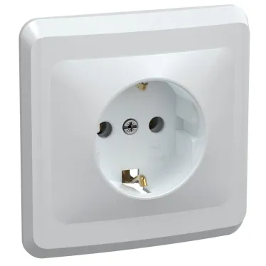Розетка РС10-3-ВБ одноместная с заземляющим контактом без защитных шторок 16А ВЕГА белый