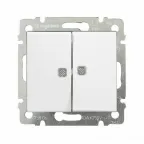 VALENA Переключатель двухклавишный на 2 направления с подсветкой белый