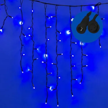 Бахрома светодиодная с эффектом мерцания, 3м Соединяемая ULD-B3010-200/TBK BLUE IP67 200 светодиодов Синий свет Провод черный