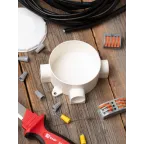 Коробка распаячная КМР-040-040 трехрожковая белая (70х35) PROxima