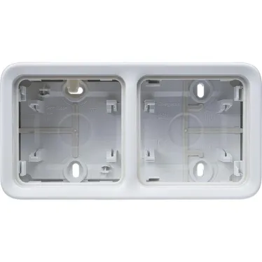 Двухместная монтажная коробка - Программа Plexo - белый - 2 поста - горизонтальная установка