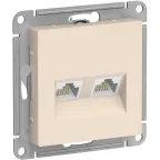 Розетка ATLASDESIGN двойная компьютерная RJ45+RJ45 категория 5E механизм бежевый