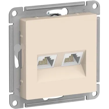 Розетка ATLASDESIGN двойная компьютерная RJ45+RJ45 категория 5E механизм бежевый