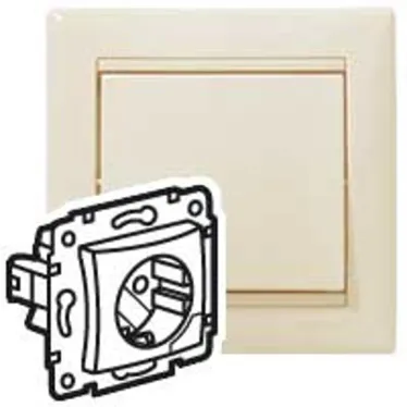 VALENA Розетка с заземлением с механической системой выталкивания вилки кремовая