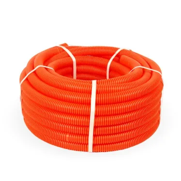Труба гофрированная ПНД тяжелая безгалогенная (HF) оранжевая с/з д20 (100м/4800м уп/пал)