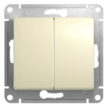 GLOSSA Переключатель двухклавишный в рамку бежевый сх.6
