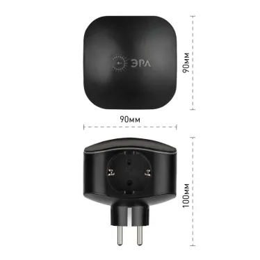 Тройник 3гнезда 220V + 2xUSB 2100mA , c заземлением, со шторками (черный) SP-3e-USB-BLACK