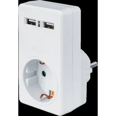 Адаптер NAD-USB02-1E-C-WH с/з 1 гн. USB2.1A