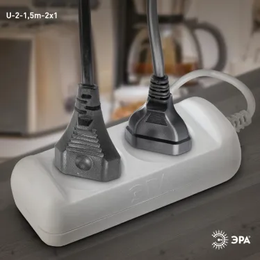 Удлинитель без зазeмл., 2х1мм2, 10А, ПВС, 2гн, 1,5м (20/600) U-2-1,5m-2x1