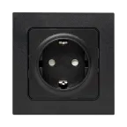 Стокгольм Механизм Розетки 1-местной с/з 16А в/к черный с защ. штор.