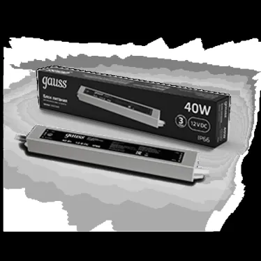 Блок питания для светодиодной ленты 40 Вт AC 100-264В Uвых 12В IP67 250х40х20мм Black Gauss