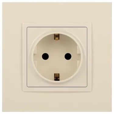 Розетка 2P+E Schuko со шторками, 16А-250В, Эра Elegance, сл.кость, 14-2102-02