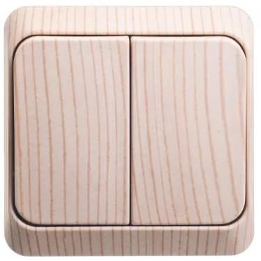 ЭТЮД Выключатель двухклавишный наружный с подсветкой Сосна