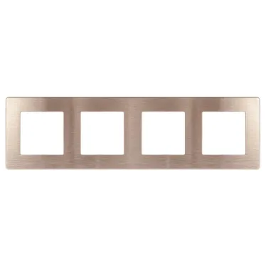 Рамка для розеток и выключателей Серия 12 12-5104-04 на 4 поста, Сатин, шампань