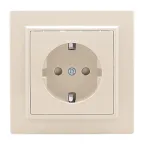 Розетка одноместная СП с заземлением 16А бежевый с защитными шторками Минск