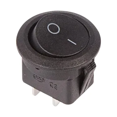 Выключатель клавишный круглый 250V 6А (2с) ON-OFF черный