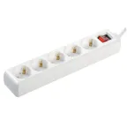 Удлинитель бытовой 5 розеток шнур 5м с заземлением с выключателем 16А