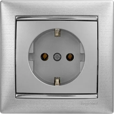 VALENA Розетка с заземлением в рамку алюминий