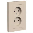 ATLASDESIGN РОЗЕТКА двойная без заземления со шторками,16А, в сборе, ПЕСОЧНЫЙ