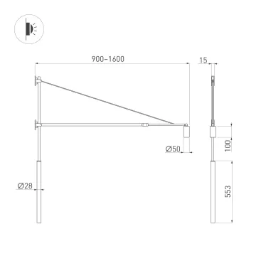 Светильник SP-KANEL-WALL-6W 3000K BK, 36 deg, 230V, TELESCOPIC, IP20, металл, 5 лет