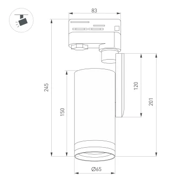 Светильник LGD-URANUS-4TR-R65-10W 3500K-MIX BK, 20-50 deg, side holder, 230V, IP20, металл, 5 лет
