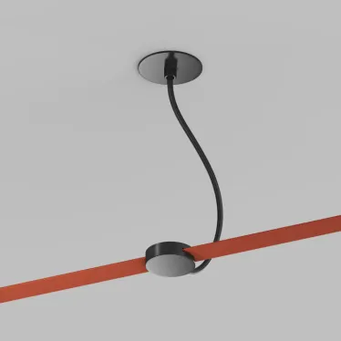 Основание встраиваемое с возможностью подачи питания треку-ремню Belty Base не вмещает блок питания D65 мм монтажный D50 мм коннектор на проводе L200-1500 мм IP20 черн. алюм. DENKIRS TR5514-BK