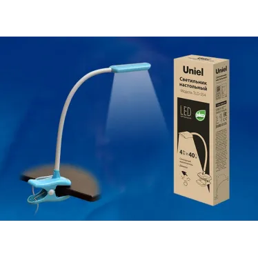 Светильник настольный TLD-554 Blue/LED/400Lm/5500K/Dimmer «прищепка» 4W сенсор Голубой | UL-00003646 | Uniel