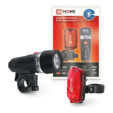 Фонарь велосипедный BL 01 5LED с задним фонарем 4AAA 3 режима с кронштейном ЧЕРНЫЙ | 4690612035192 | IN HOME