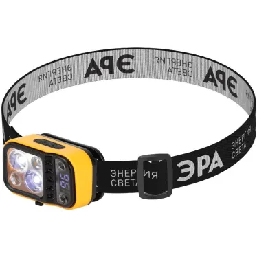 Фонарь налобный светодиодный  Рабочие Практик GA-813 аккумуляторный 3+3 Bт сенсорное управление дисплей 4 режима | Б0069576 | ЭРА