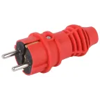 Вилка каучуковая прямая c заземлением 16А IP44 красная VX13-R-IP44