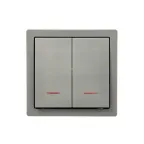 LETO Выключатель двойной с подсветкой платина Lezard 752-3500-112