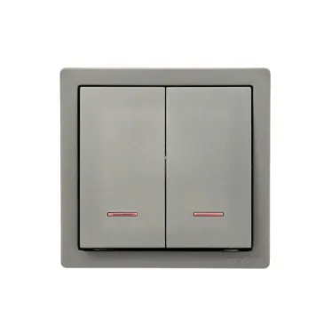 LETO Выключатель двойной с подсветкой платина Lezard 752-3500-112