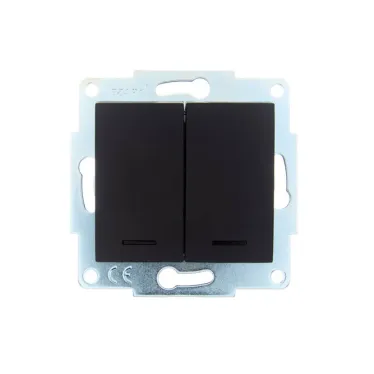 ASTI Выключатель 2-кл. с подсветкой, 10А, механизм, чёрный бархат Lezard 7081-4288-112