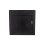 MIRA Выключатель проходной двойной чёрный бархат со вставкой (10шт/120шт)