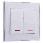                  RAIN Выключатель 2-ой с подсветкой белый с боковой вставкой хром
               